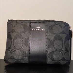 Black Coach Wristlet in Signature Canvas 🖤